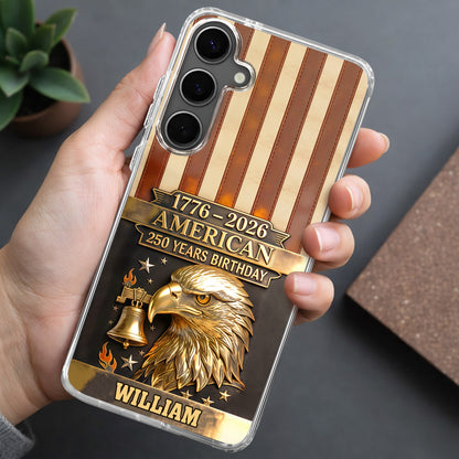 American 250 Years Birthday With Eagle and Liberty Bell - Personalized Clear Phone Case - INDE037_PHC