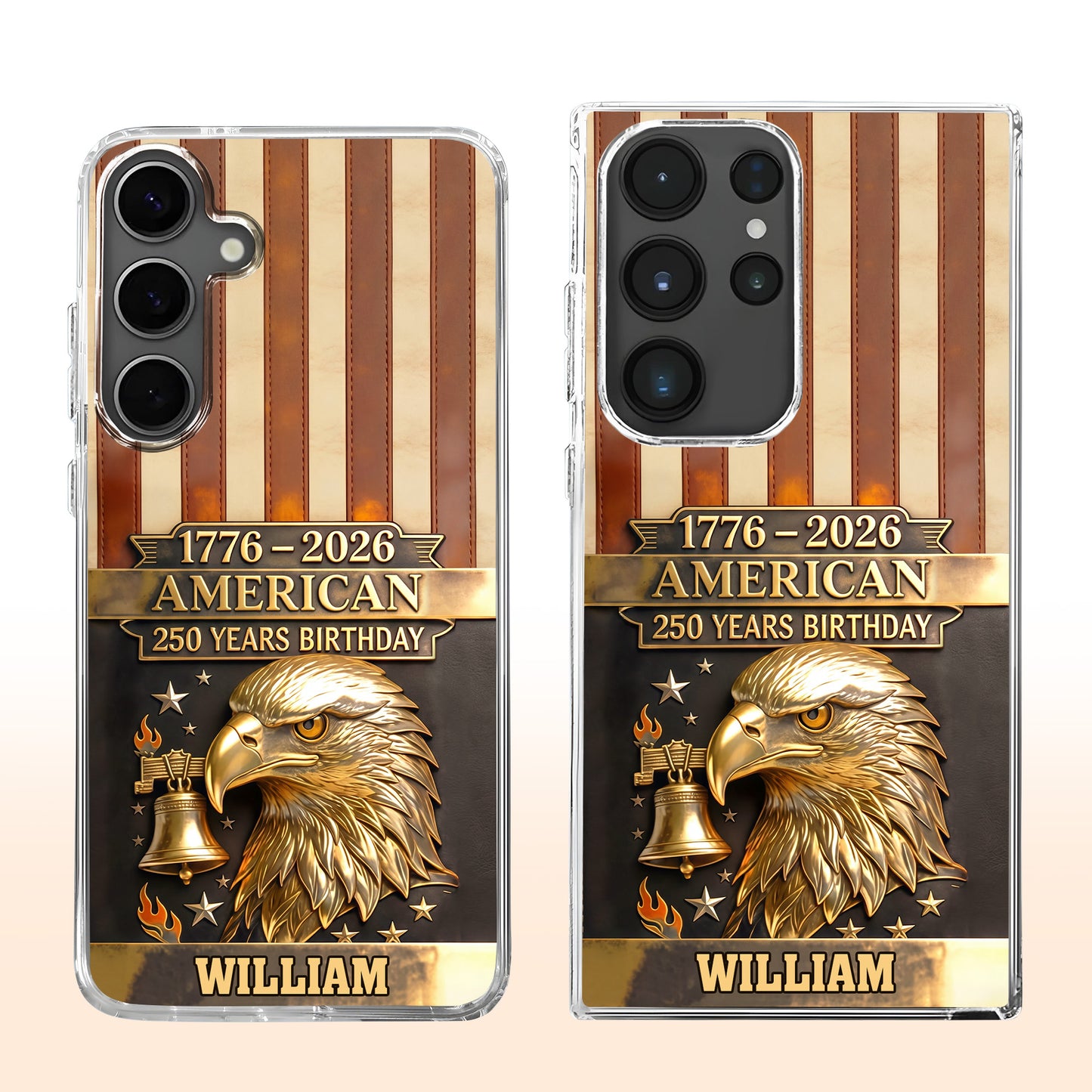 American 250 Years Birthday With Eagle and Liberty Bell - Personalized Clear Phone Case - INDE037_PHC