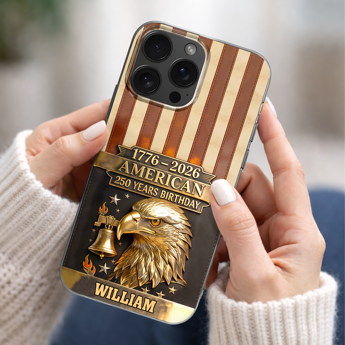 American 250 Years Birthday With Eagle and Liberty Bell - Personalized Clear Phone Case - INDE037_PHC