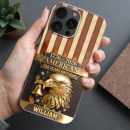 American 250 Years Birthday With Eagle and Liberty Bell - Personalized Clear Phone Case - INDE037_PHC