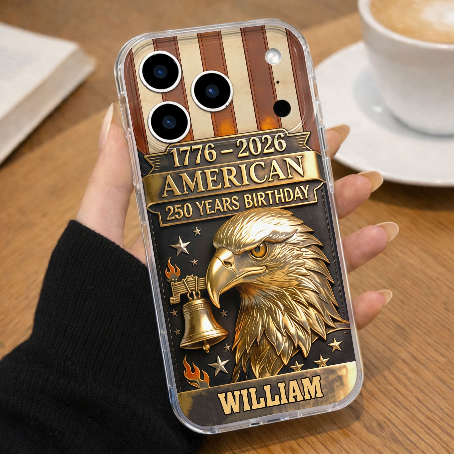 American 250 Years Birthday With Eagle and Liberty Bell