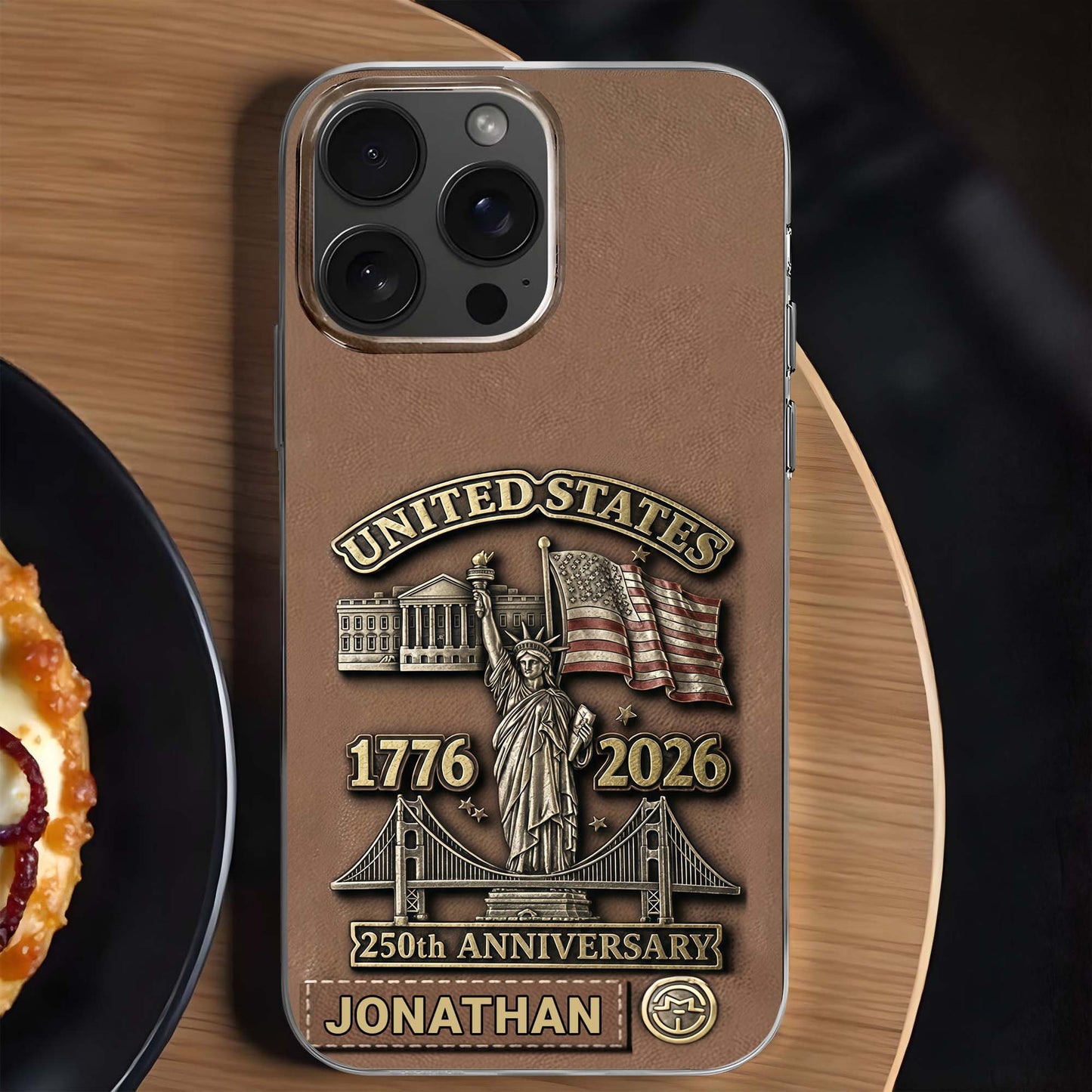 United States 250th Anniversary With Statue Of Liberty And Flag