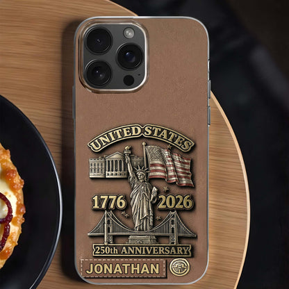 United States 250th Anniversary With Statue Of Liberty And Flag