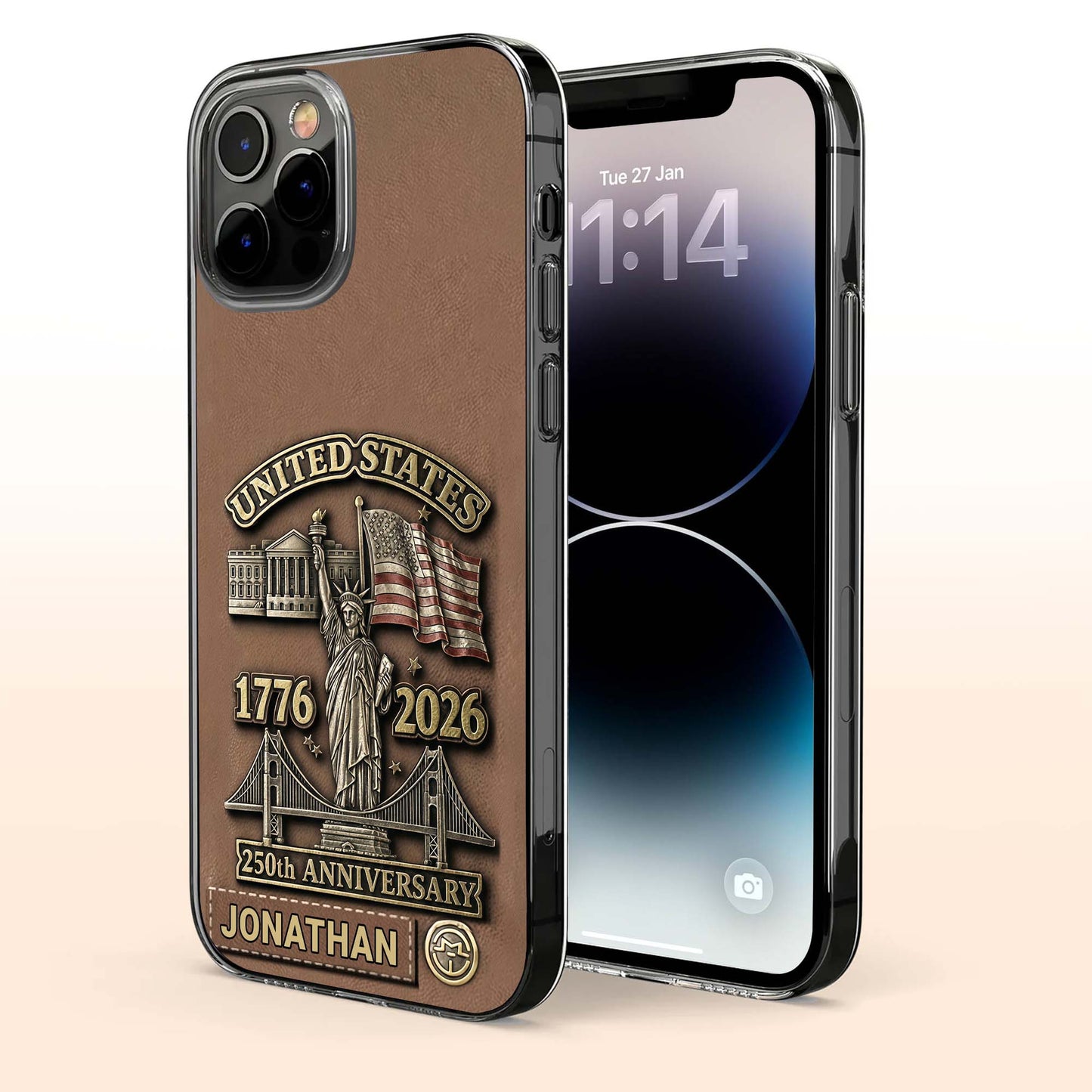 United States 250th Anniversary With Statue Of Liberty And Flag