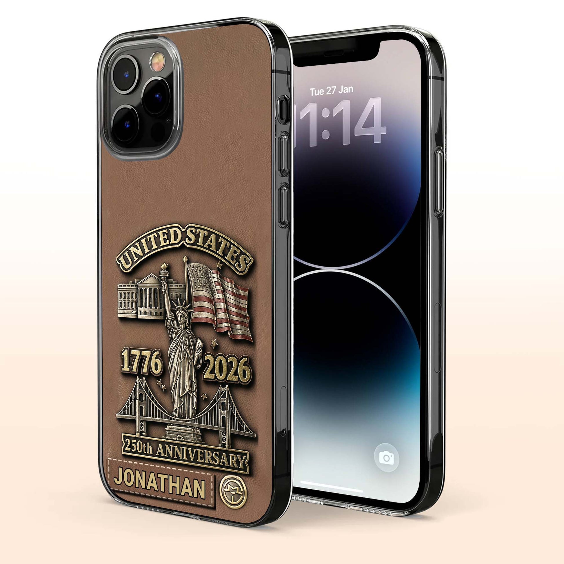 United States 250th Anniversary With Statue Of Liberty And Flag