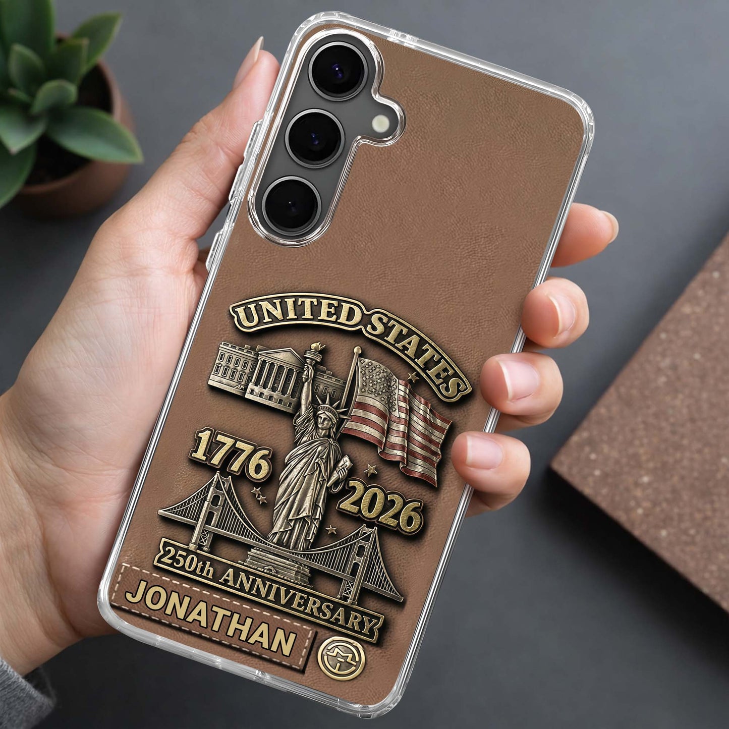 United States 250th Anniversary With Statue Of Liberty And Flag