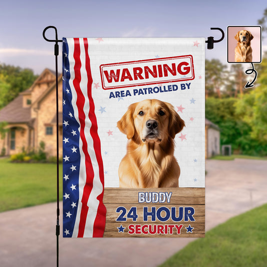Warning Area Patrolled By 24 Hour Security Patriotic Dog