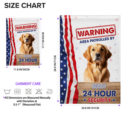 Warning Area Patrolled By 24 Hour Security Patriotic Dog