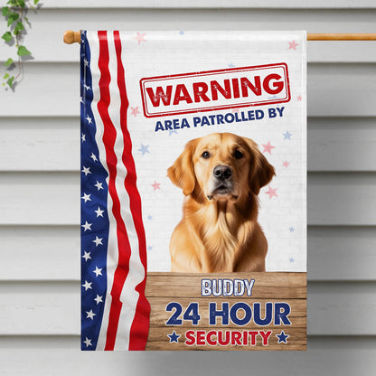 Warning Area Patrolled By 24 Hour Security Patriotic Dog