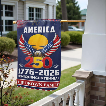 America Semiquincentennial With Bald Eagle And Flag Wings Our Family