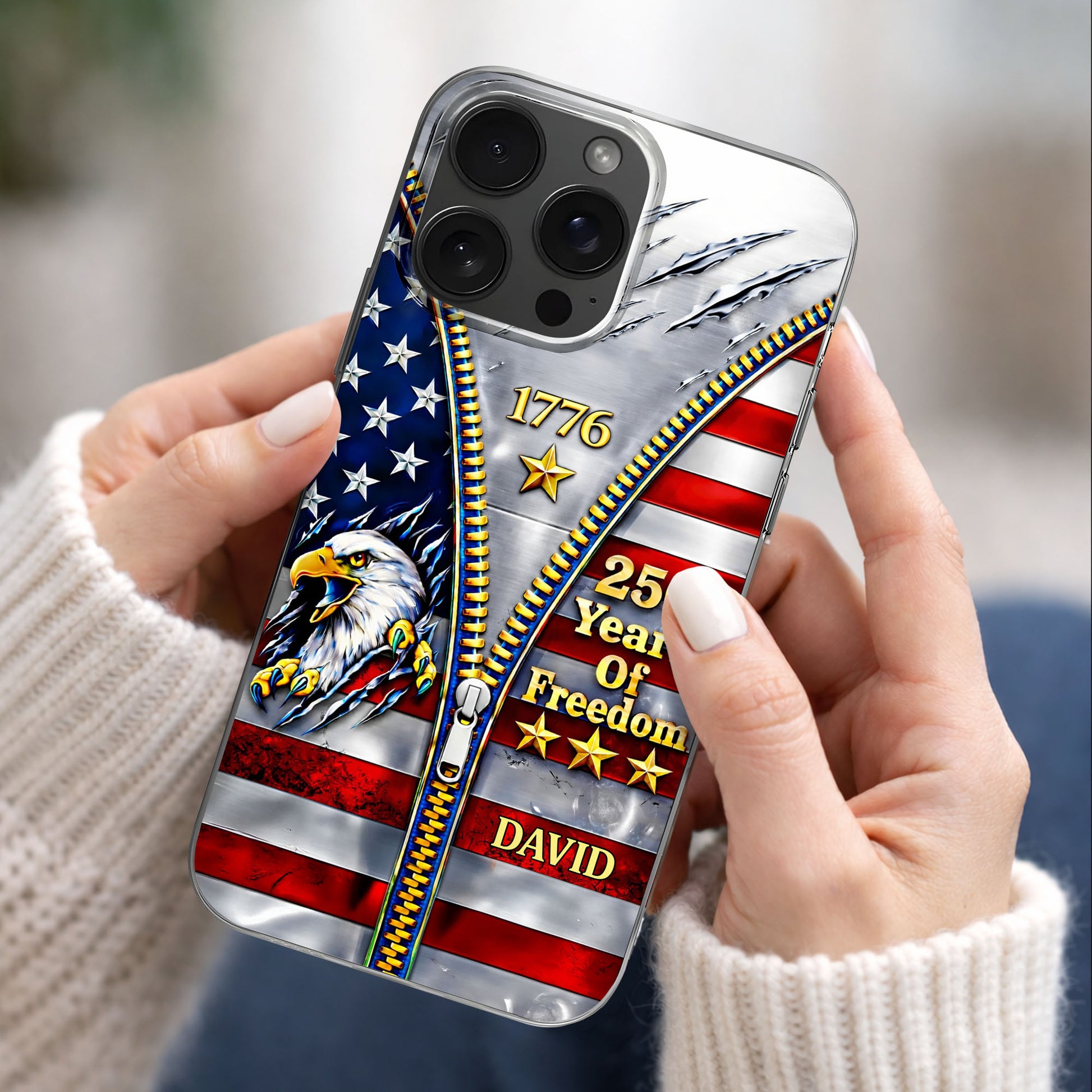 Years Of Freedom American Flag Eagle With Zipper