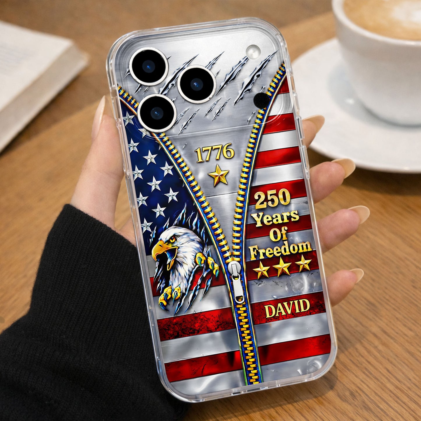 Years Of Freedom American Flag Eagle With Zipper