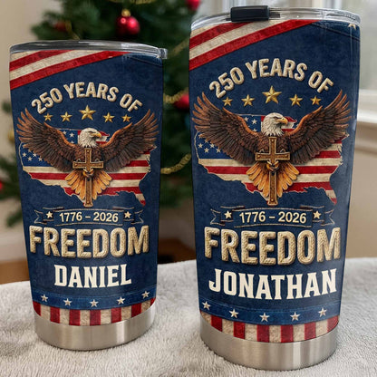 Freedom Bald Eagle Holding Cross With American Flag Map