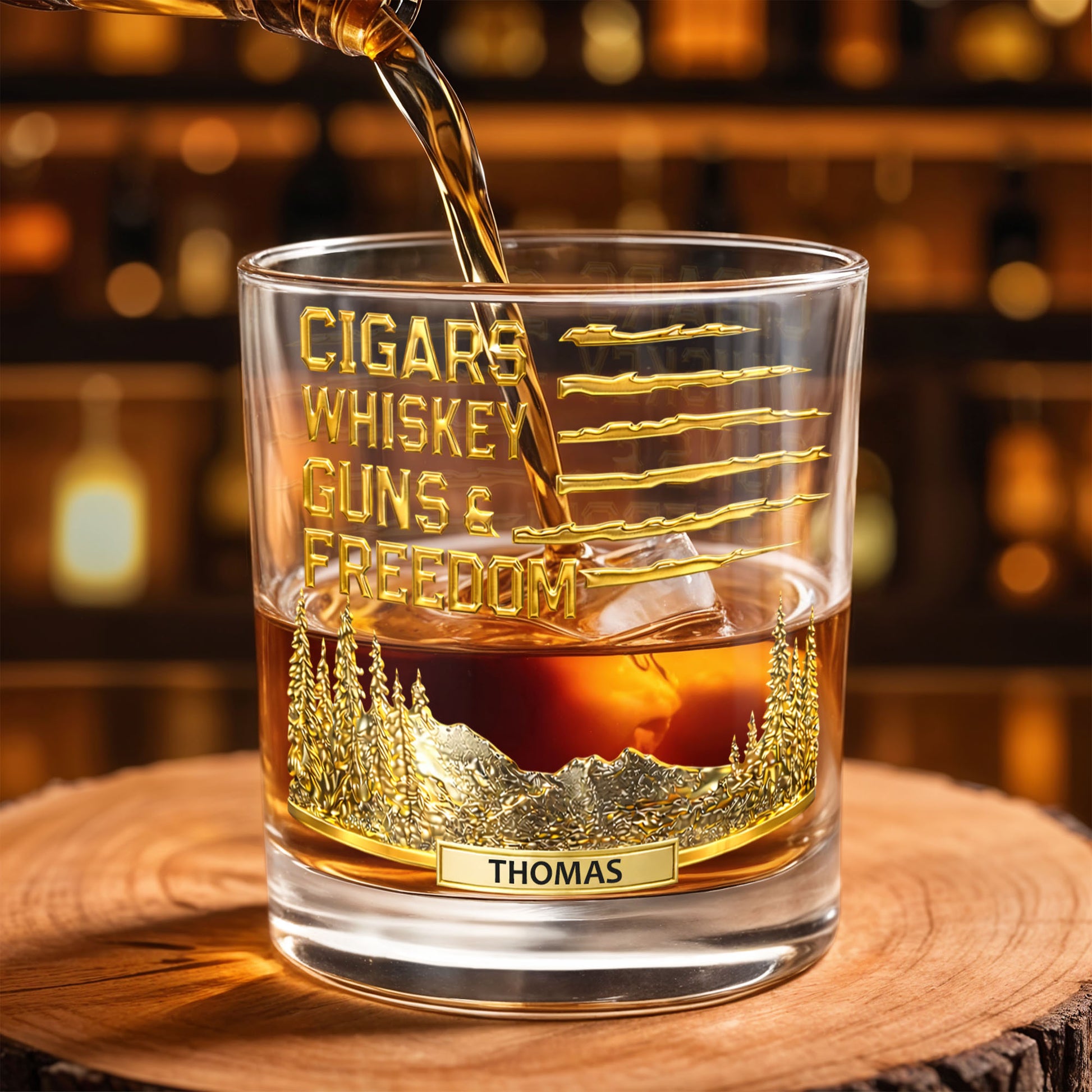 Cigars Whiskey Guns & Freedom Mountains And Pine Trees