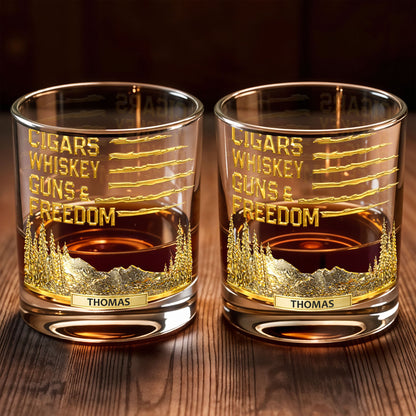 Cigars Whiskey Guns & Freedom Mountains And Pine Trees
