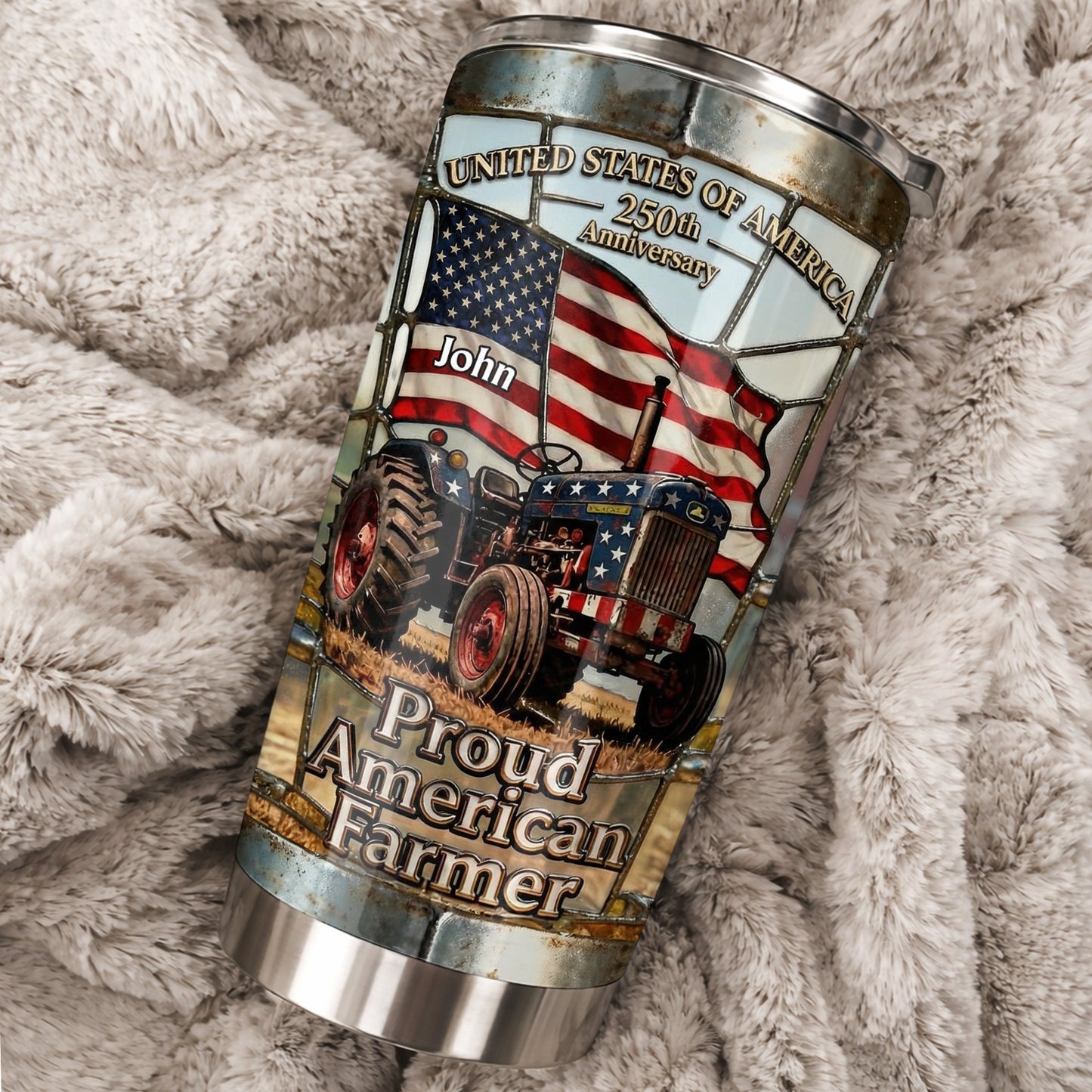 United States Of America Proud American Farmer Patriotic Tractor - Personalized Custom Stainless Steel Tumbler 20oz 30oz - INDE062_TB