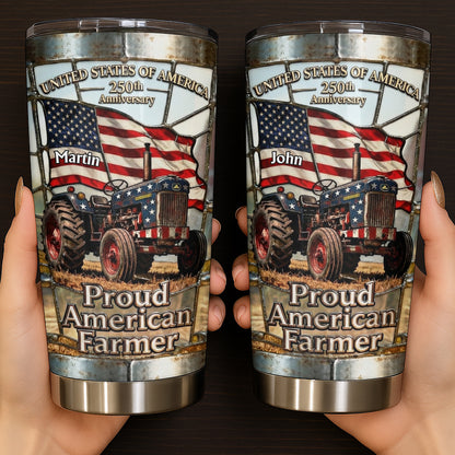 United States Of America Proud American Farmer Patriotic Tractor - Personalized Custom Stainless Steel Tumbler 20oz 30oz - INDE062_TB