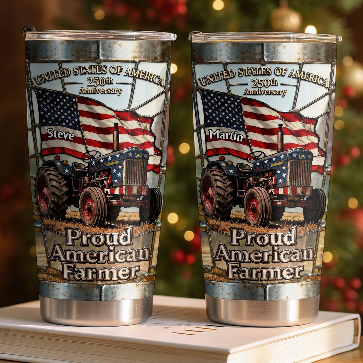 United States Of America Proud American Farmer Patriotic Tractor - Personalized Custom Stainless Steel Tumbler 20oz 30oz - INDE062_TB