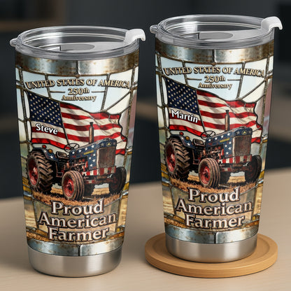 United States Of America Proud American Farmer Patriotic Tractor - Personalized Custom Stainless Steel Tumbler 20oz 30oz - INDE062_TB