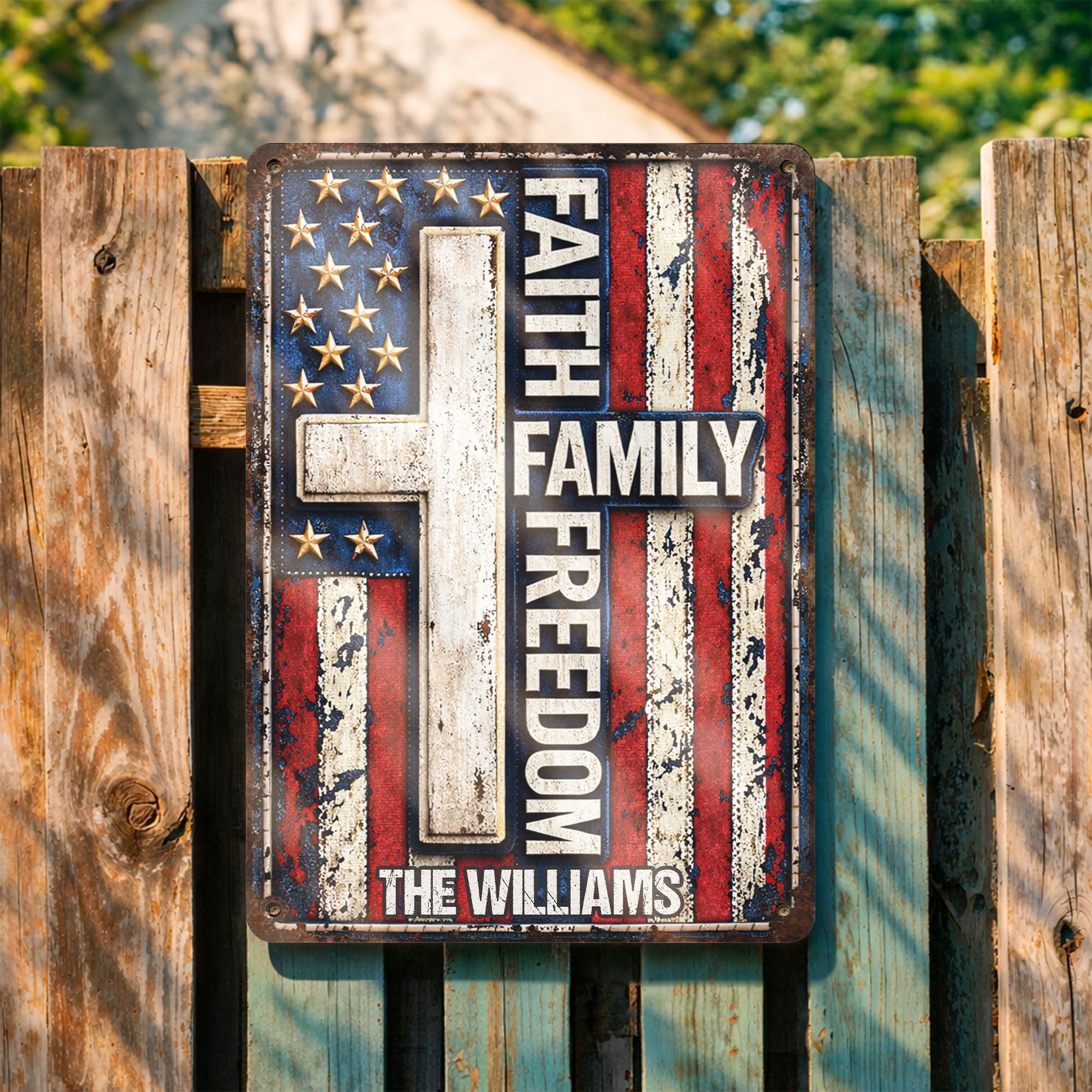 Faith Family Freedom, Personalized Metal Sign, Gift For Family – ALMAGEMS