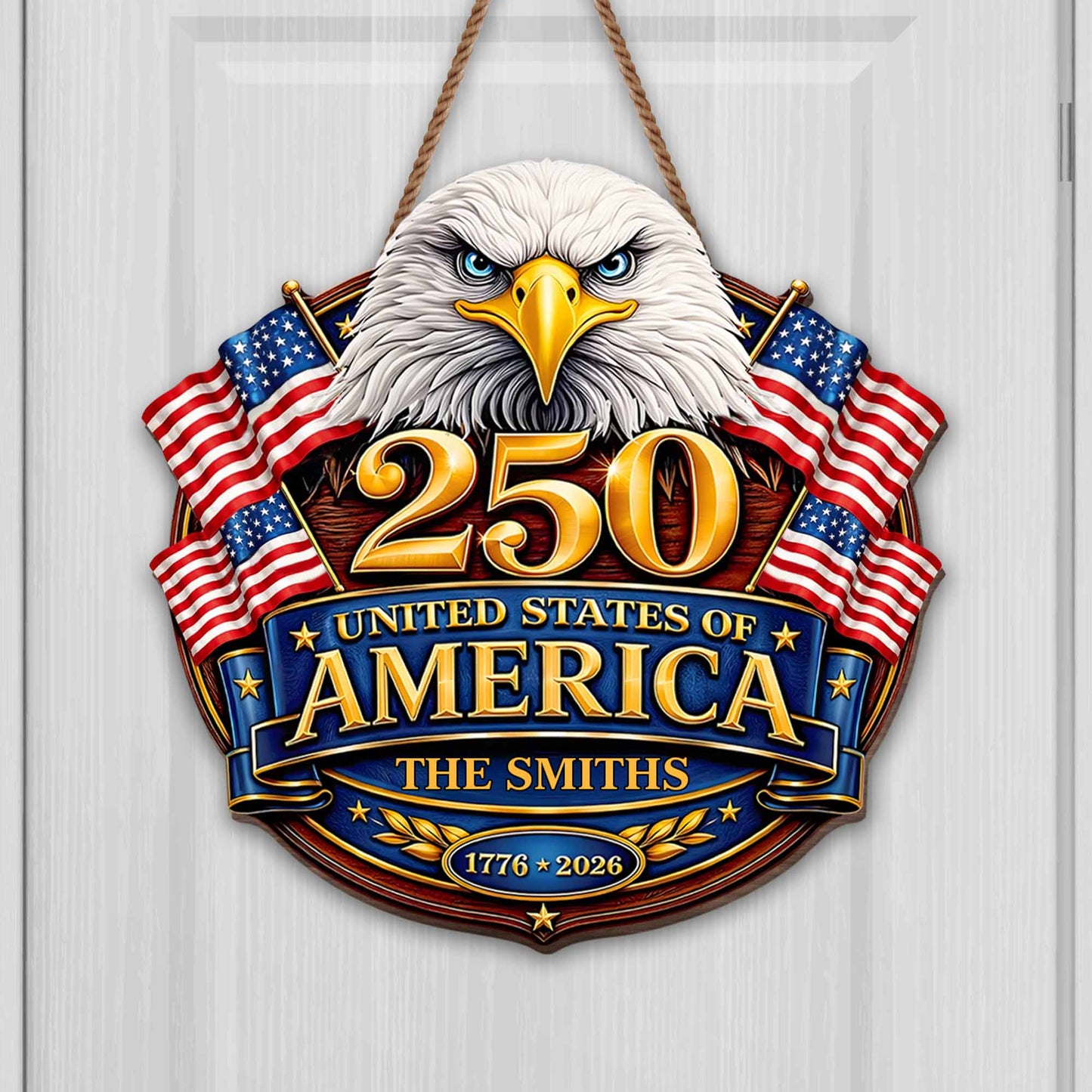 United States Of America Eagle And American Flag Patriotic Decor - Personalized Custom Shaped Wood Sign - INDE106_WSIGN