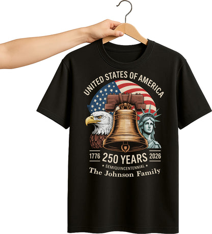 United States Of America Semiquincentennial Patriotic Liberty Bell And Eagle - Personalized Custom Unisex T-shirt, Hoodie - INDE140_BBAS