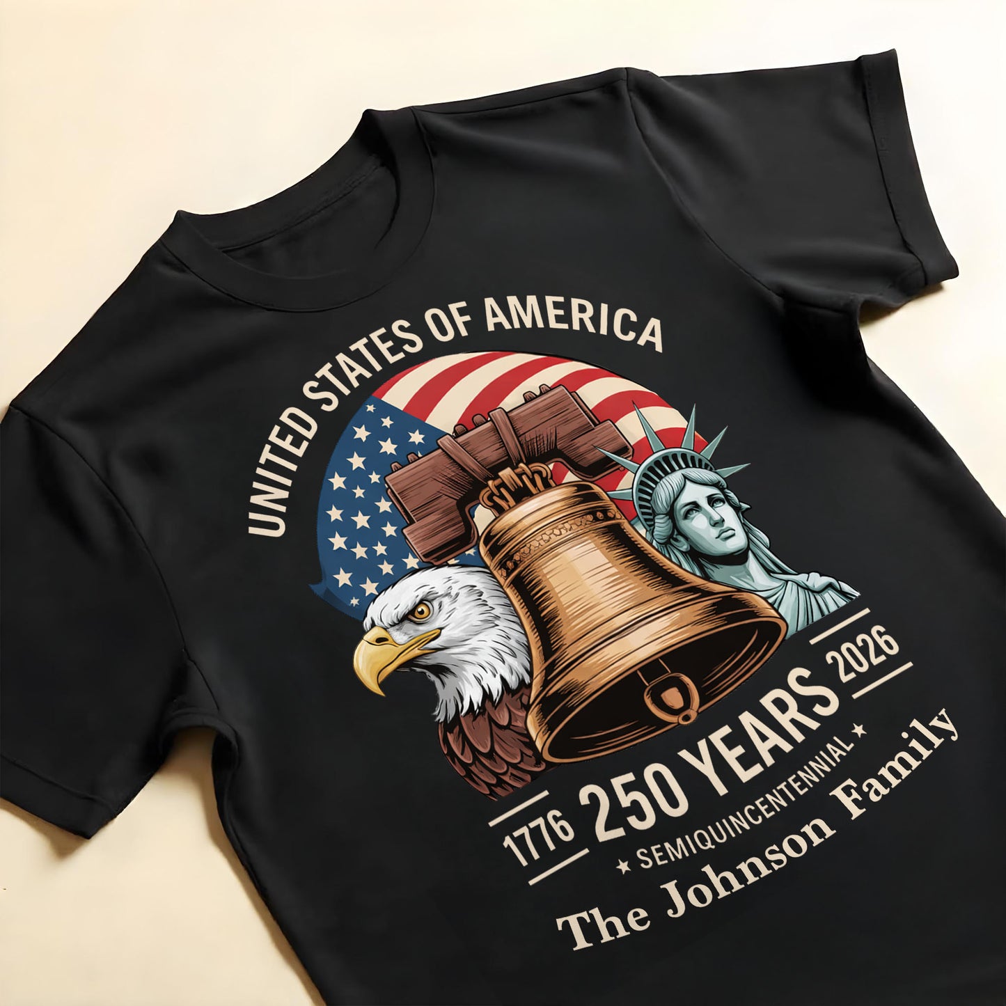 United States Of America Semiquincentennial Patriotic Liberty Bell And Eagle - Personalized Custom Unisex T-shirt, Hoodie - INDE140_BBAS