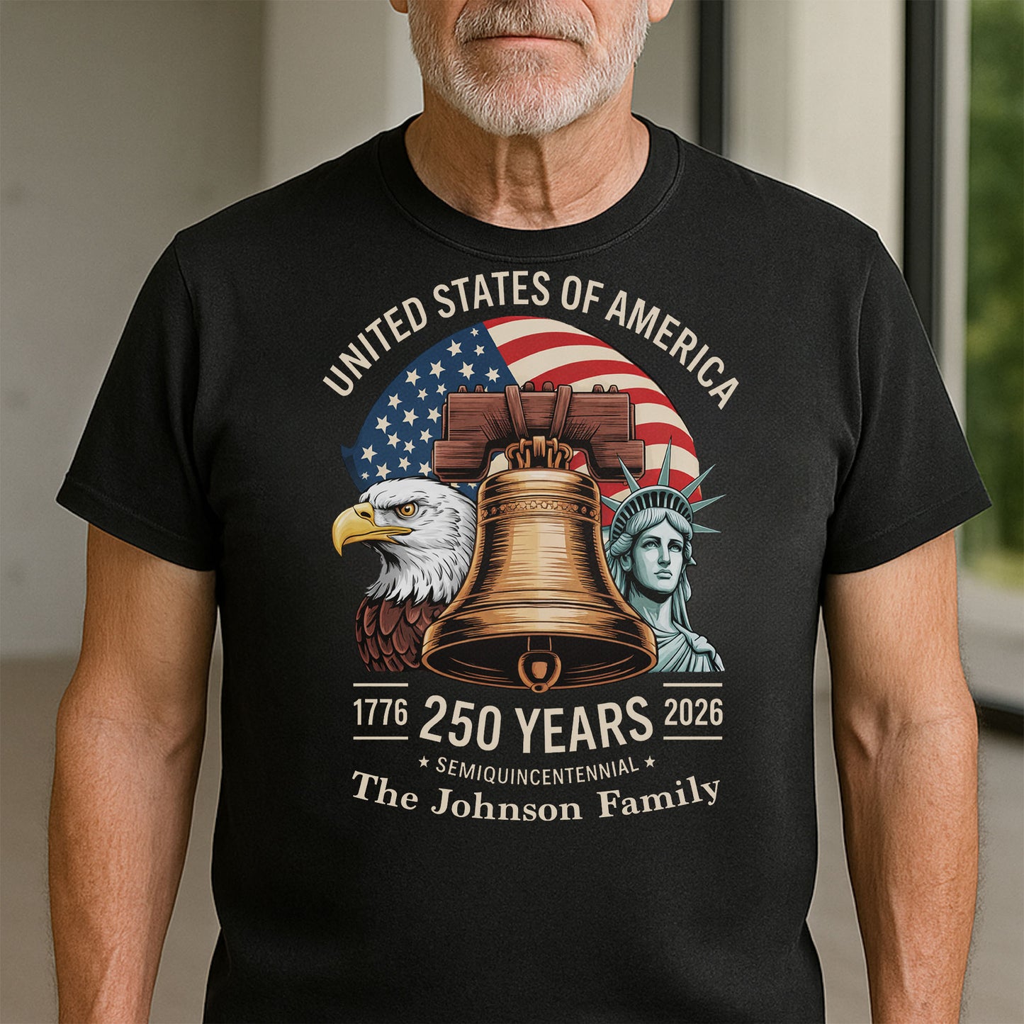 United States Of America Semiquincentennial Patriotic Liberty Bell And Eagle - Personalized Custom Unisex T-shirt, Hoodie - INDE140_BBAS