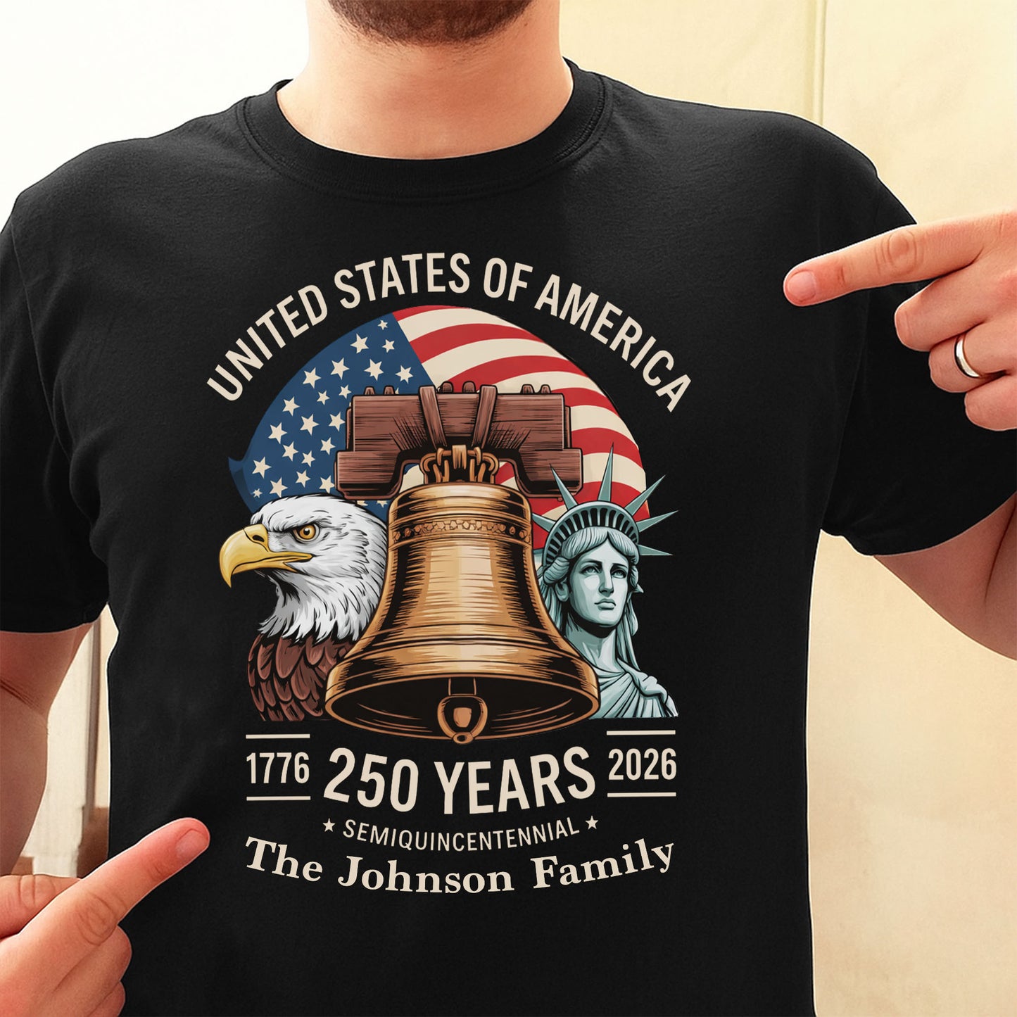 United States Of America Semiquincentennial Patriotic Liberty Bell And Eagle - Personalized Custom Unisex T-shirt, Hoodie - INDE140_BBAS