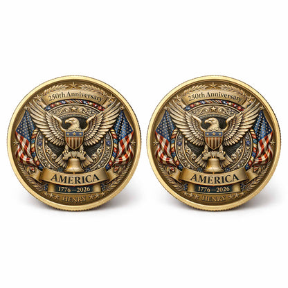 250th Anniversary America Eagle And Liberty Bell Patriotic Design - Custom Commemorative Coin - INDE158_KCOIN