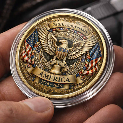 250th Anniversary America Eagle And Liberty Bell Patriotic Design - Custom Commemorative Coin - INDE158_KCOIN