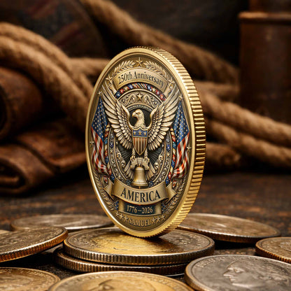250th Anniversary America Eagle And Liberty Bell Patriotic Design - Custom Commemorative Coin - INDE158_KCOIN