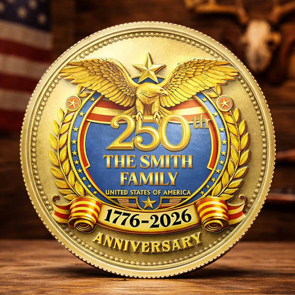 The Family United States Of America Anniversary Eagle Laurel Wreath - Custom Commemorative Coin - INDE167_KCOIN