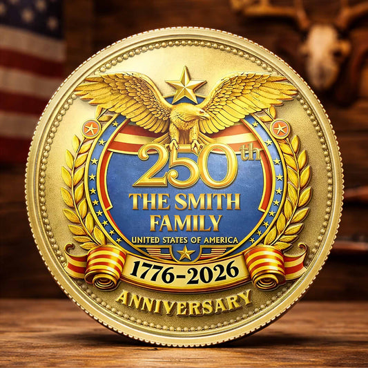 The Family United States Of America Anniversary Eagle Laurel Wreath - Custom Commemorative Coin - INDE167_KCOIN