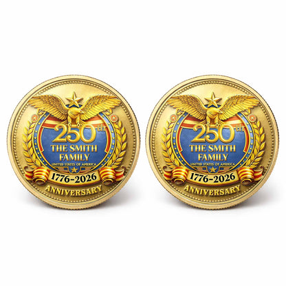 The Family United States Of America Anniversary Eagle Laurel Wreath - Custom Commemorative Coin - INDE167_KCOIN