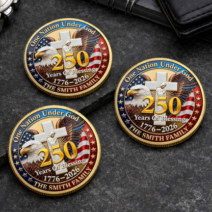 One Nation Under God Years Of Blessing Eagle Cross Family - Custom Commemorative Coin - INDE172_KCOIN