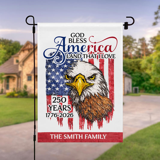 God Bless America Land That I Love Eagle Flag Anniversary Custom Family Name - Personalized Flag - INDE177_GAF
