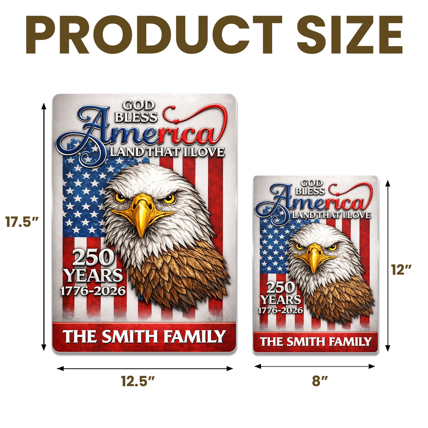 God Bless America Land That I Love Eagle Flag Family - Personalized Metal Sign - INDE182_MSIGN