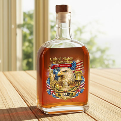 United States Of America Anniversary Eagle And Liberty Bell Patriotic Design - Personalized Whiskey Bottle - INDE188_WHIBA