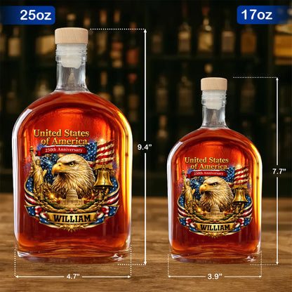 United States Of America Anniversary Eagle And Liberty Bell Patriotic Design - Personalized Whiskey Bottle - INDE188_WHIBA