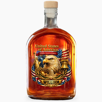 United States Of America Anniversary Eagle And Liberty Bell Patriotic Design - Personalized Whiskey Bottle - INDE188_WHIBA