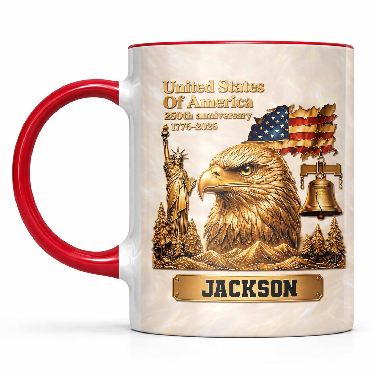 United States Of America 250th Anniversary Eagle And Liberty Bell - Personalized Custom Accent Mug - INDE233_AMUG