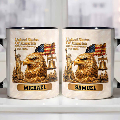 United States Of America 250th Anniversary Eagle And Liberty Bell - Personalized Custom Accent Mug - INDE233_AMUG