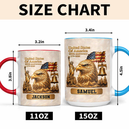 United States Of America 250th Anniversary Eagle And Liberty Bell - Personalized Custom Accent Mug - INDE233_AMUG