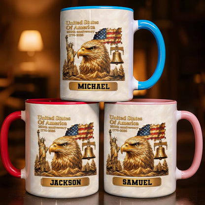 United States Of America 250th Anniversary Eagle And Liberty Bell - Personalized Custom Accent Mug - INDE233_AMUG