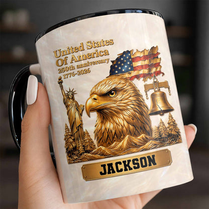 United States Of America 250th Anniversary Eagle And Liberty Bell - Personalized Custom Accent Mug - INDE233_AMUG
