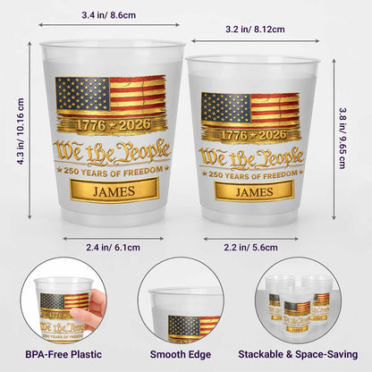 We The People Years Of Freedom American Flag Gold Banner - Personalized Frosted Cups - INDE257_FCUP