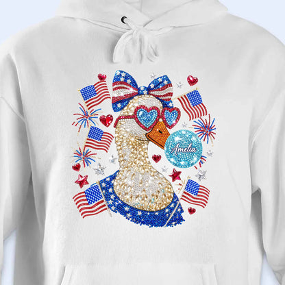 American Pride Duck Sunglasses Bow and American Flags Patriotic Design - Personalized Custom Unisex T-shirt, Hoodie - INDE267_WBAS