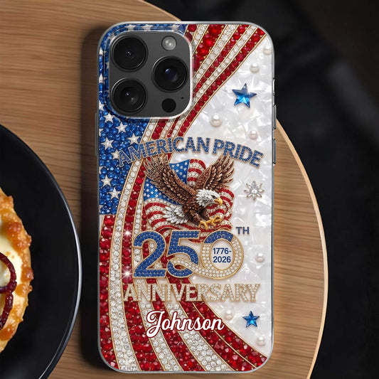 American Pride Anniversary Bald Eagle And Flag Jewelry Design - Personalized Clear Phone Case - INDE270_PHC