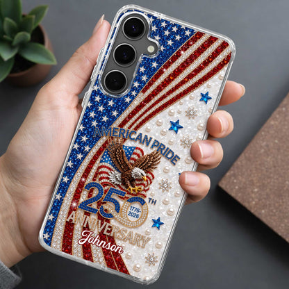American Pride Anniversary Bald Eagle And Flag Jewelry Design - Personalized Clear Phone Case - INDE270_PHC